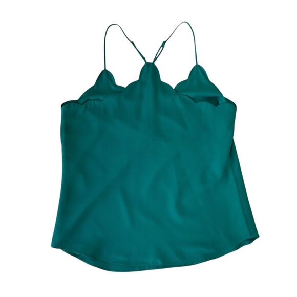 J. Crew Kelly Green Scallop Razor Back Tank - Size 6 - Picture 2 of 5